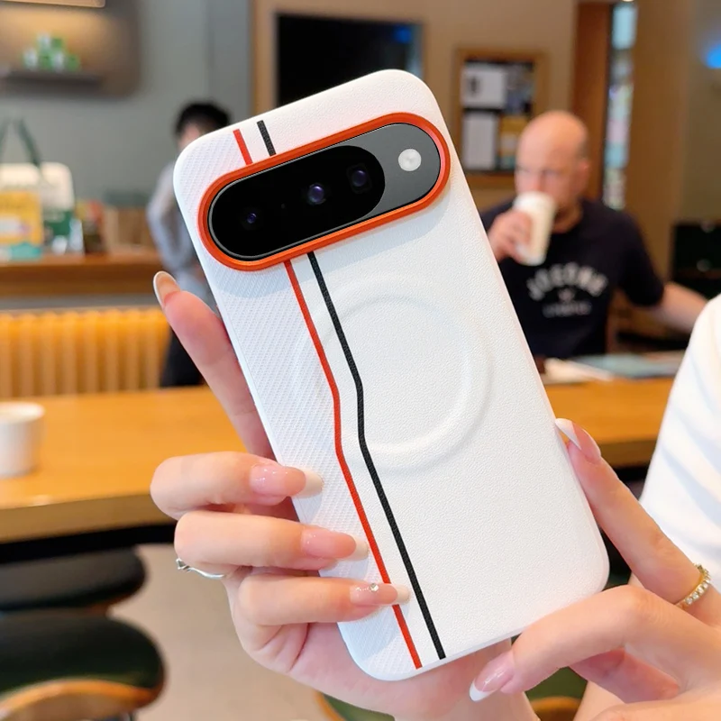 Für Google Pixel 10 Pro, 10 Pro XL Hülle ELVEV Magnetische Luxus-Farbblock-PU-Leder Ultradünne stoßfeste Abdeckung Image