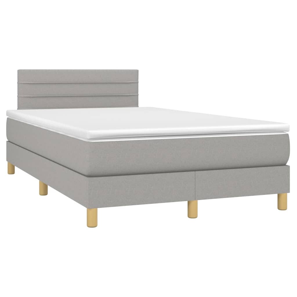 Décoshop26 - LED-Bettgestell mit Lattenrost Kopfteil Matratze und Matratzenauflage 120 x 200 cm hellgrauer Stoff TDL0207889 Image