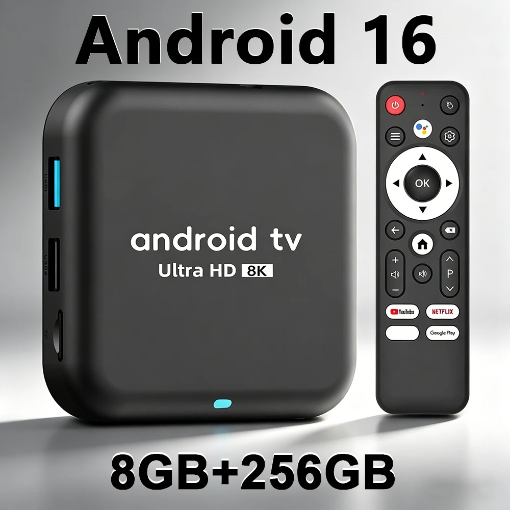 Android 16 Smart TV Box Q18 RK3518 8GB 256GB Dual WiFi6 BT5.4 8K HD Video Google Sprachassistent Netflix Streaming Media Player Image