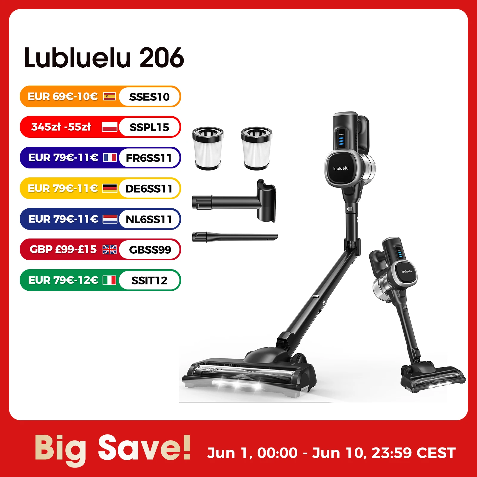 Lubluelu 45000PA Kabelloser Staubsauger für Auto und Haushalt, Handstaubsauger mit Smart-Home-Funktion, Staubbehälter mit 50 Minuten Laufzeit, Haushaltsreinigung Image