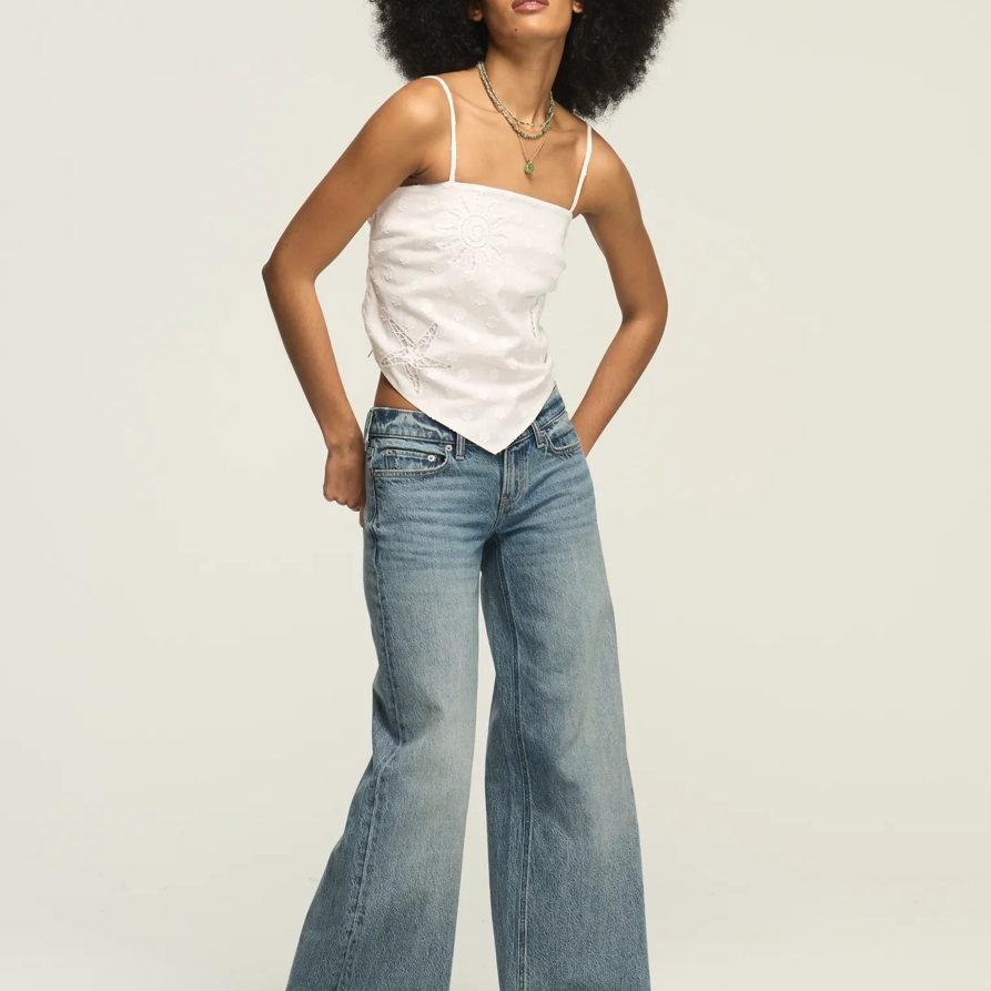 Lucky Brand Super Low Rise Ultra Wide - Women's Jeans Denim Pants in Pisces, Size 32 x 32