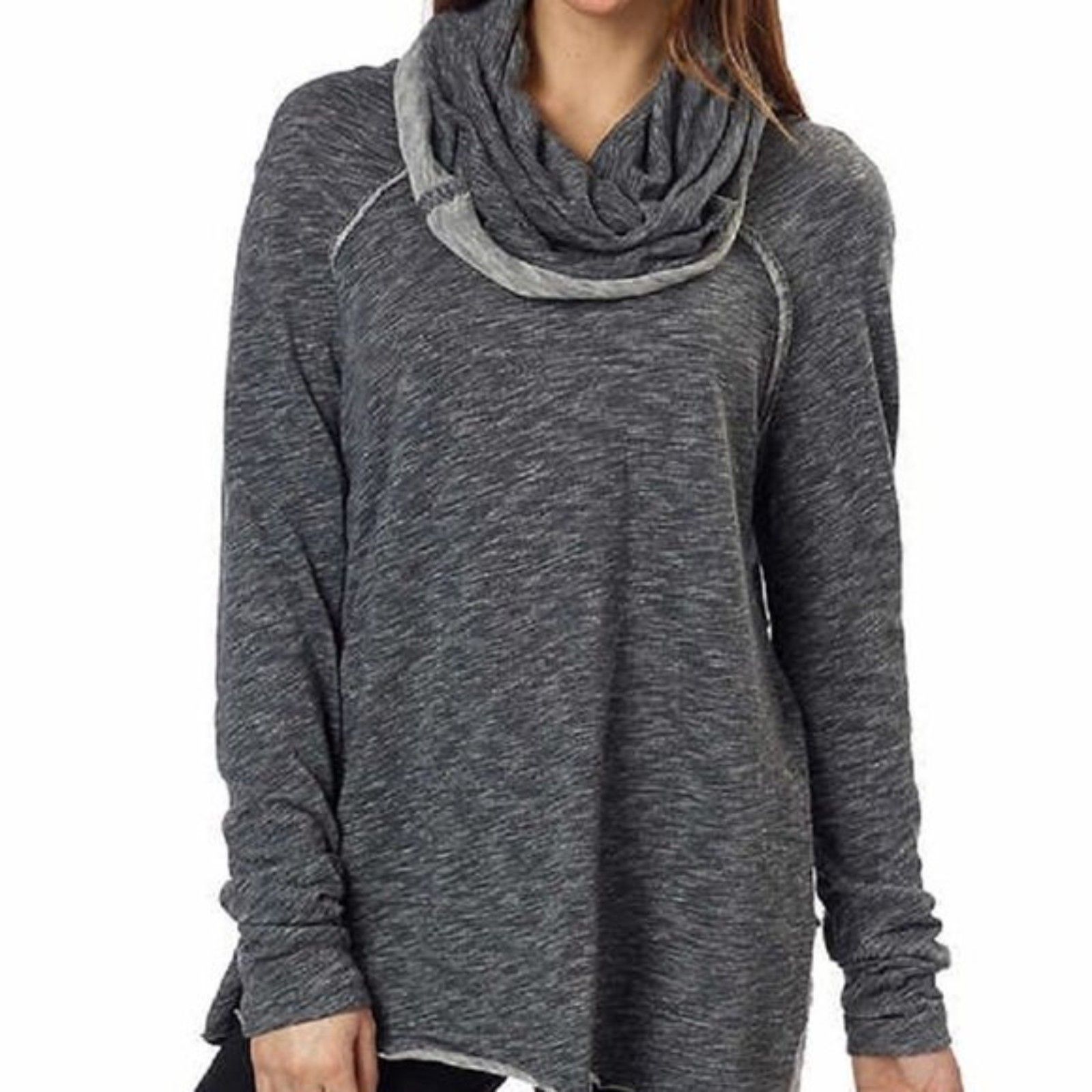 Free People Tops | Free People Beach Gray Cowl Neck Cocoon Sweater M/L Lightweight Long Sleeve | Color: Gray | Size: M