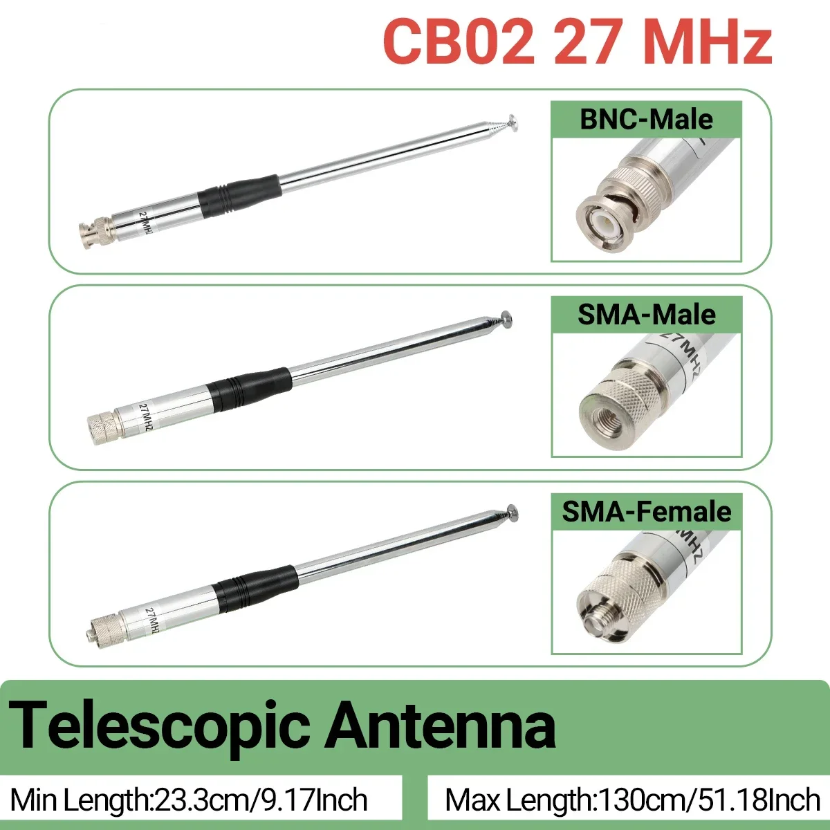 27MHz SMA-Buchse/SMA-Stecker/BNC Tragbare Teleskop-CB-Antenne für Quansheng UV-K5 UV-K5(8) Baofeng UV-K61 Walkie-Talkie Image