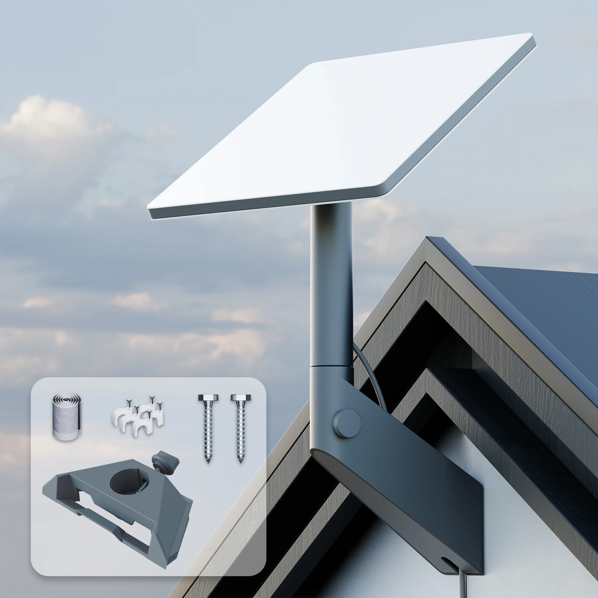 Starlink Mini Wandhalterung Rostfrei & Wetterfest Verstellbares Wand-/Dach-/Mast-Montagekit 360° Verstellbare Starlink Mini Halterung Image
