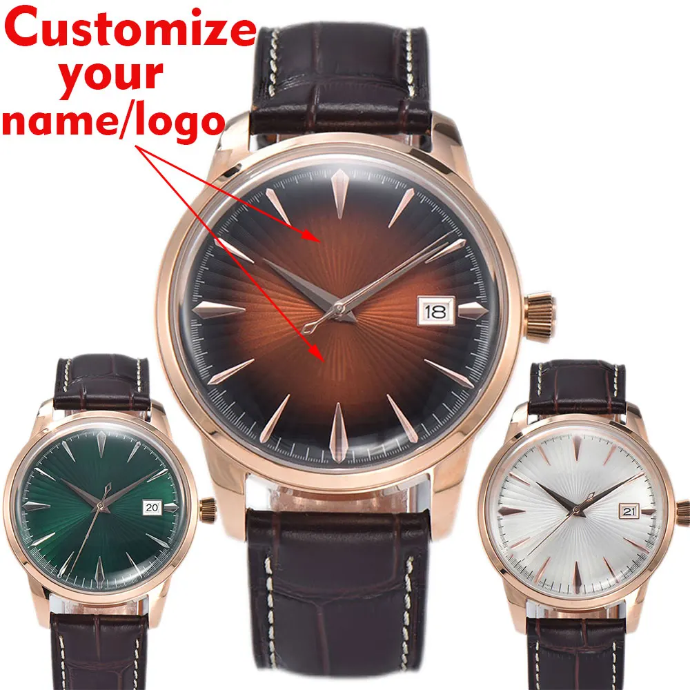 Herrenuhr NH35 Uhrwerk individuelles Logo neue mechanische Cocktailuhr Saphirglas Lederarmband neue wasserdichte Uhren Image