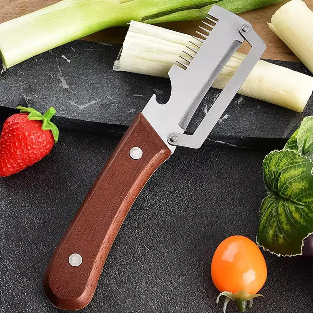 2-in-1 Gezahntes Schälmesser Premium Gemüseschäler Reibe Flaschenöffner Reibe Ultra-Scharfe Edelstahlklingen Image