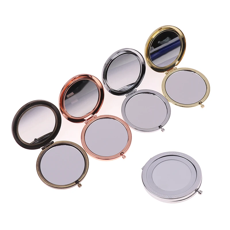 Faltbarer Vintage Mini-Taschen-Make-up-Spiegel, kosmetische, kompakte tragbare Spiegel, doppelseitige Kosmetik-Make-up-Spiegel aus Edelstahl
