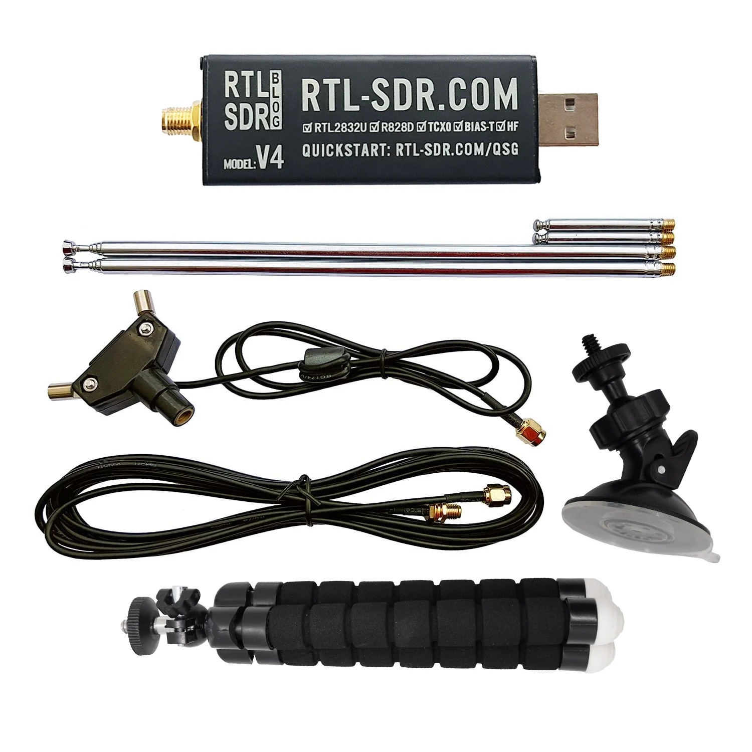 RTL-SDR Blog RTL SDR V4 R828D RTL2832U 1PPM TCXO SMA RTLSDR Software Defined Radio mit Mehrzweck-Dipolantenne Image