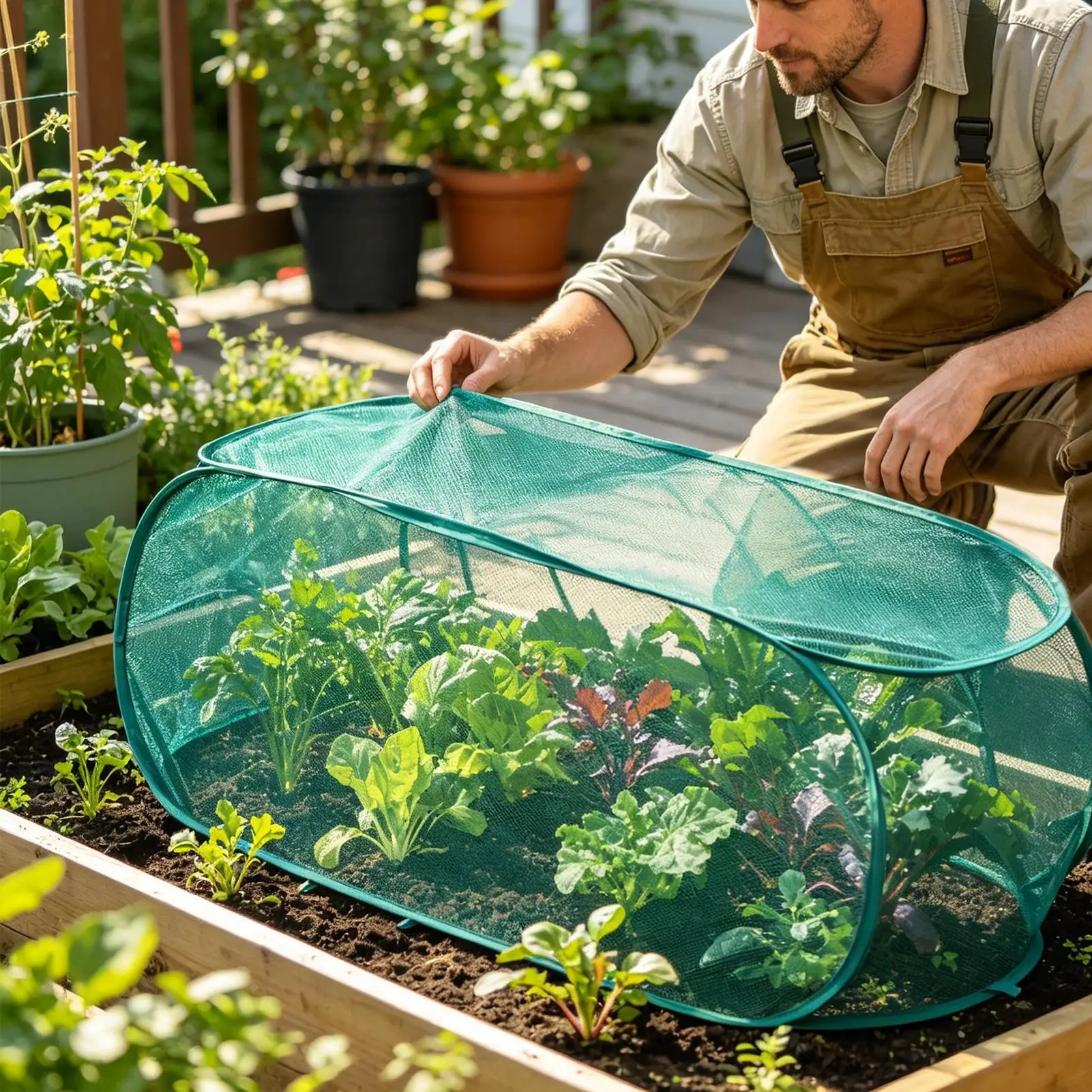Pflanzenabdeckungen, 2 Stück, Pop-up-Gartenabdeckung aus Netzstoff, für Setzlinge, große Gemüsezubehörteile, für den Innenbereich, Gartenzubehör für Gewächshäuser Image
