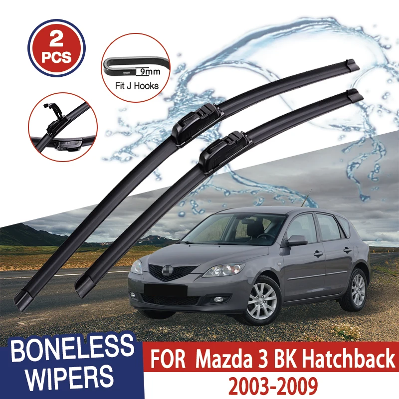 Für Mazda 3 BK Fließheck 2003-2009 Auto Wischer U-typ Weiche Gummi Ohne Knochen Wischer HD leise Langlebig Automotive Wischer 21 "+ 19" Image
