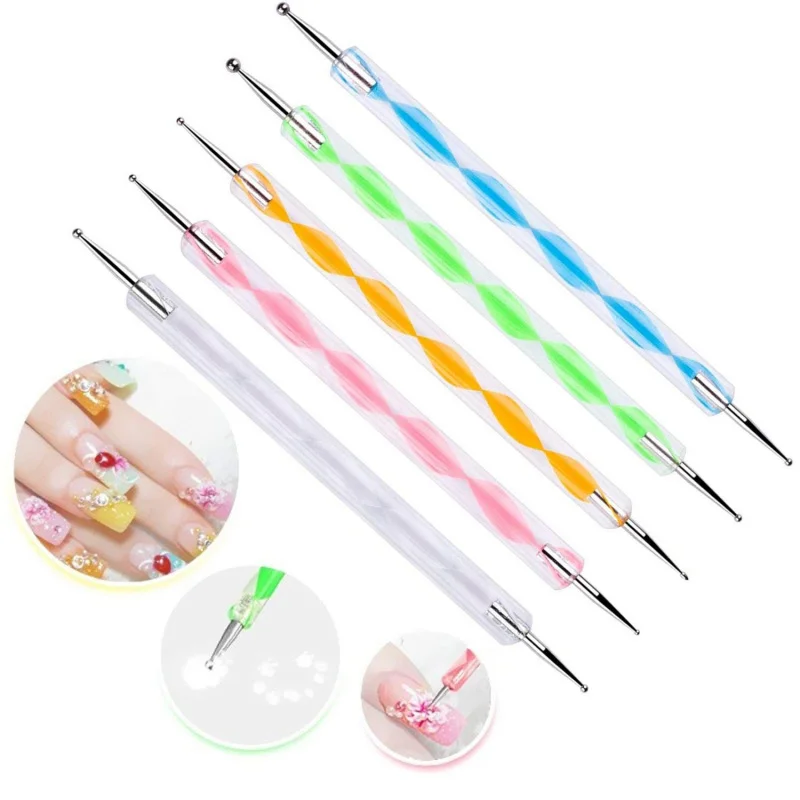 5-teiliges 2-Wege-Punktierstift-Set für Nagelkunst, Spitzenpunktierung, Maniküre-Set (5 Stück) Image