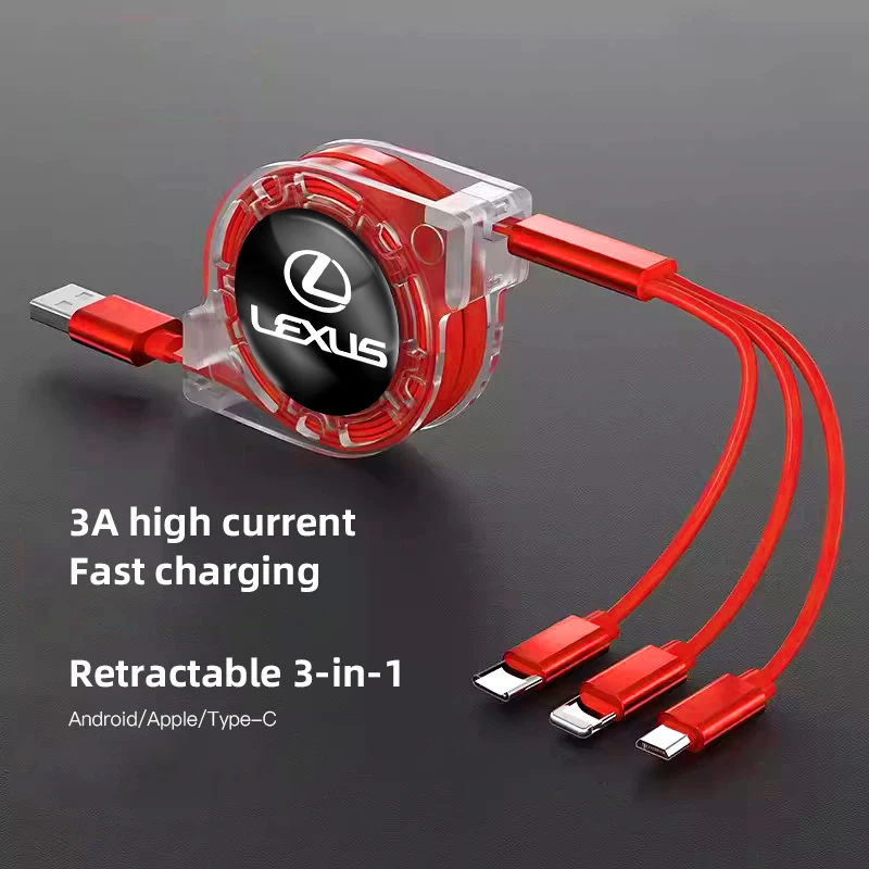 3-in-1-Micro-USB-Typ-C-Ladekabel Multi-Ladegerät für Lexus F SPORT LBX NX RX 350h 450h ES UX 300e GS IS LS LX CT LC RC GX460 Image