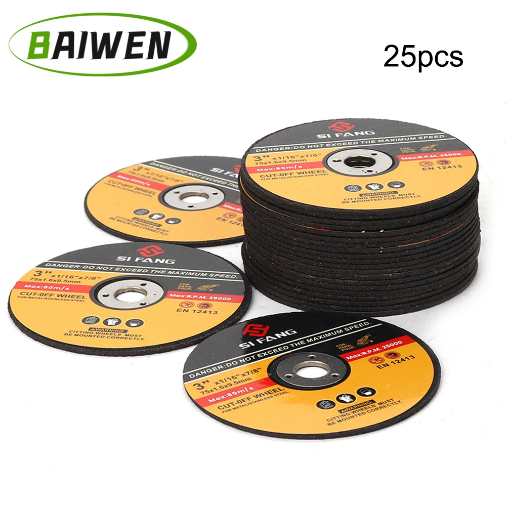 25 Stück Mini-Trennscheibe 3'' 75 mm Harz Schleifscheibe Sägeblätter Schleifwerkzeug zum Metallschneiden Image
