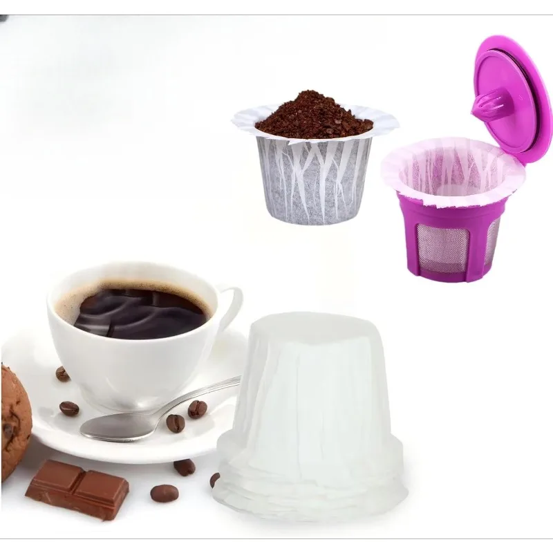 100 Stück natürliche Einweg-Kaffeefilter aus Papier, kompatibel mit Keurig Single Cup K-CUP, Kaffeefilter, wiederverwendbare K-CUP-Filter Image
