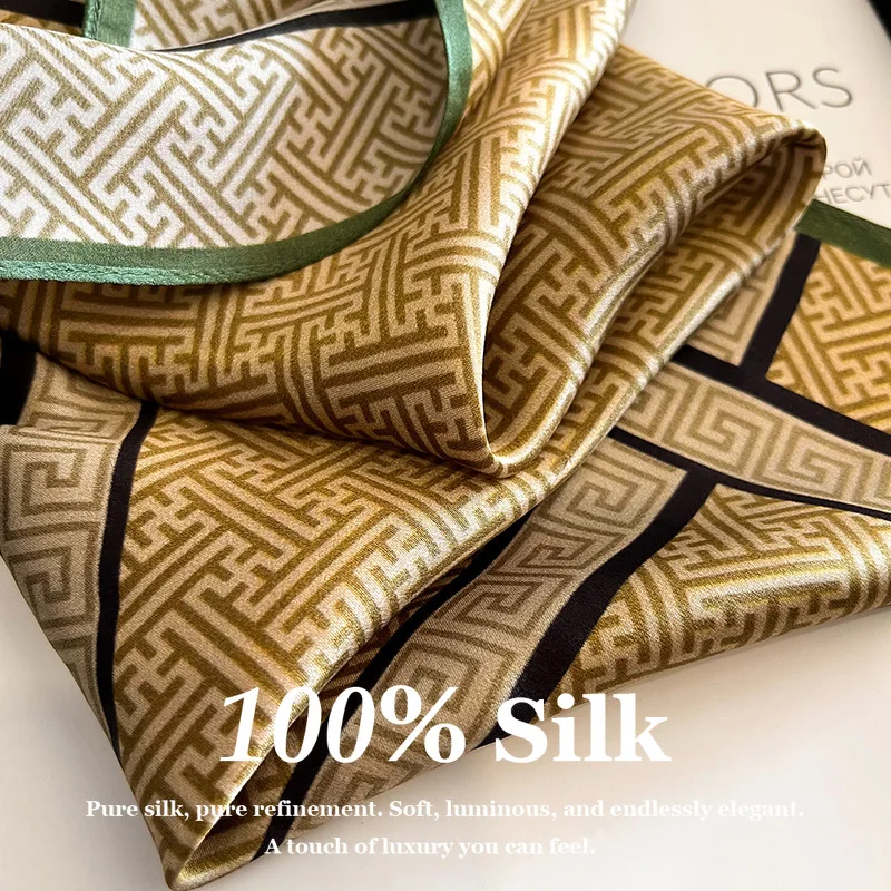 100% Maulbeerseide Kleines Quadratisches Tuch Echte Seide Halstuch Damen Mode Haarband Bandana Taschenband Foulard Echarpes Bufanda Image