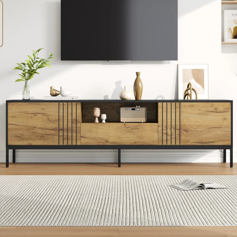 170*35*50cm TV-Schrank, Lowboard-TV-Ständer mit 2 Schränken und 1 Schublade, Wohnzimmerschrank, geeignet für Fernseher bis zu 70 Zoll