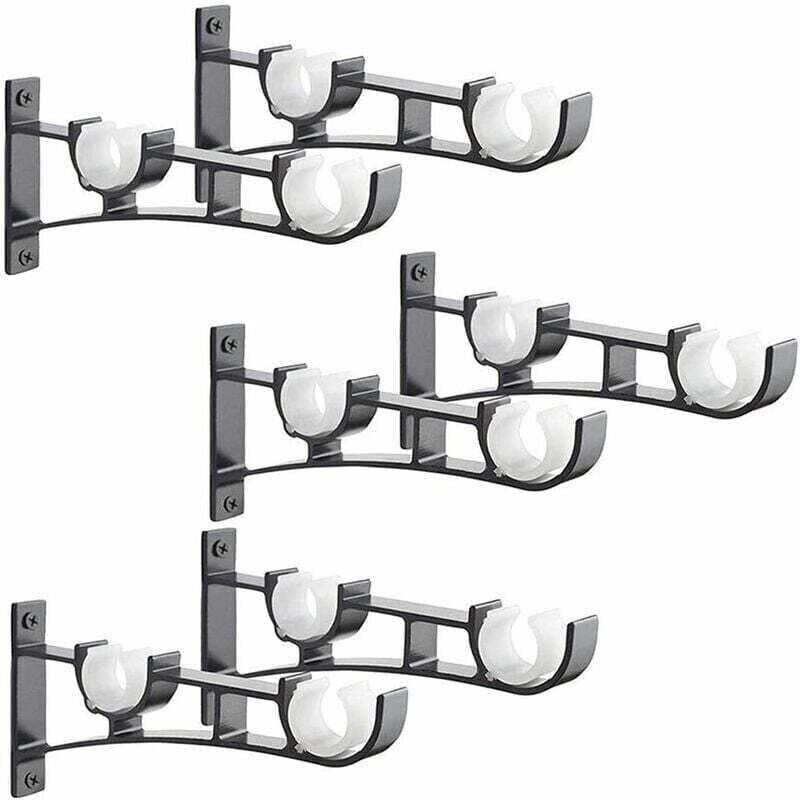 Set Di 6 Aste Per Tende In Metallo Resistente, Supporto Per Asta Per Tende, Supporto Doppio Per Asta Per Tende, Supporto Per Tende, Supporto Per Asta Per Tende In Alluminio, Supporto Per Asta Per Tend
