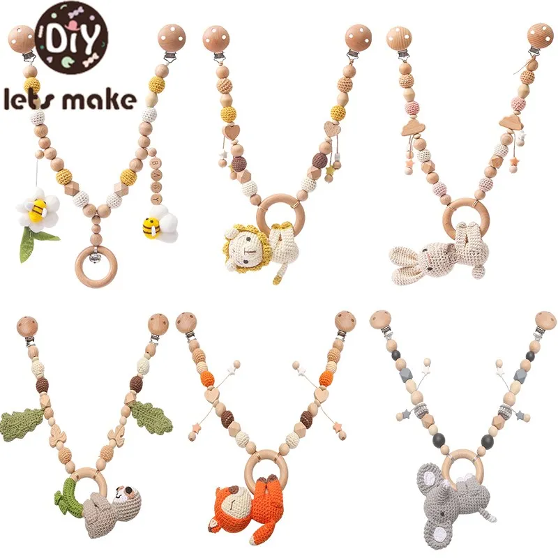 Baby Holz Häkeln Kinderwagen Spielzeug hängen Kinderwagen Rassel Krippe Glocke Tier Handys Fitness Kinderwagen Anhänger Geschenke Kinderspiel zeug Image