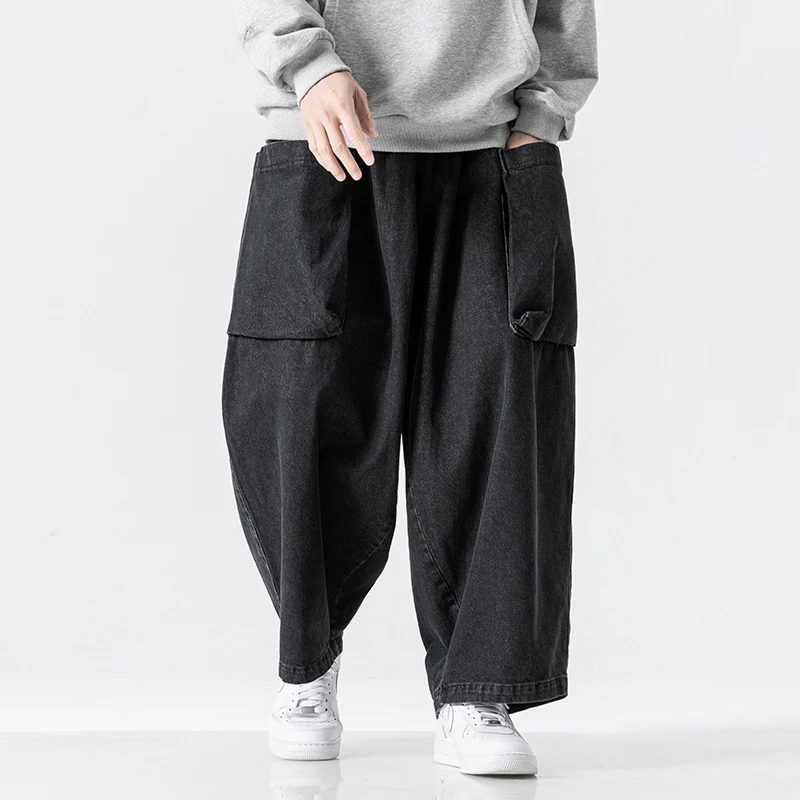 Herbst Mode Denim Hosen Männer Lose Breite Bein Hosen Männer Vintage Streetwear Cargo Hosen Männlichen Hip Hop Große Tasche Jean Hosen