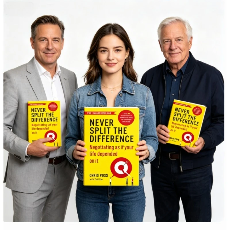 Never Divided Half, von Chris Voss, englische Bücher für Erwachsene, Verhandlung, emotionale Intelligenz, Neuauflage Image