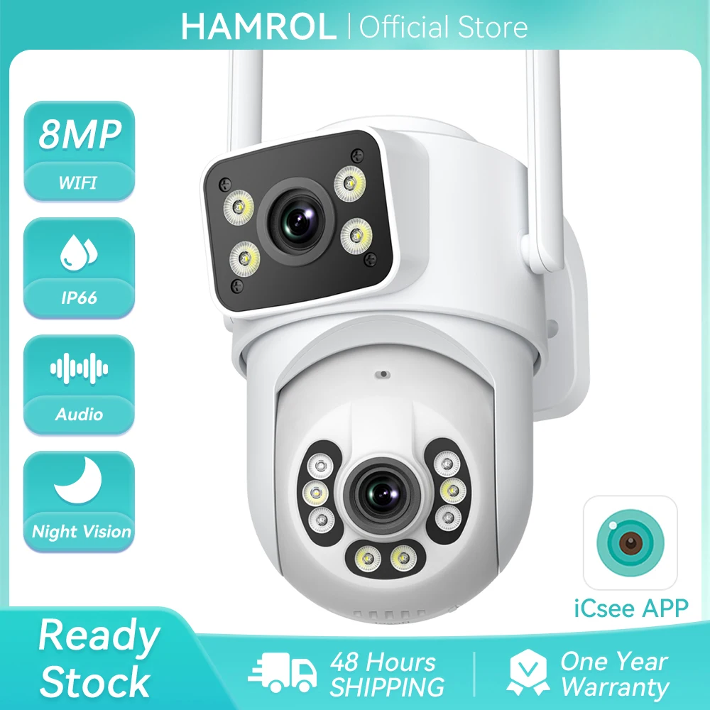 4K 8MP Dual-Screen PTZ WLAN-Kamera IP66 Wasserdichte Outdoor-Kamera mit KI-Menschenerkennung und Auto-Tracking für Heimüberwachung Image