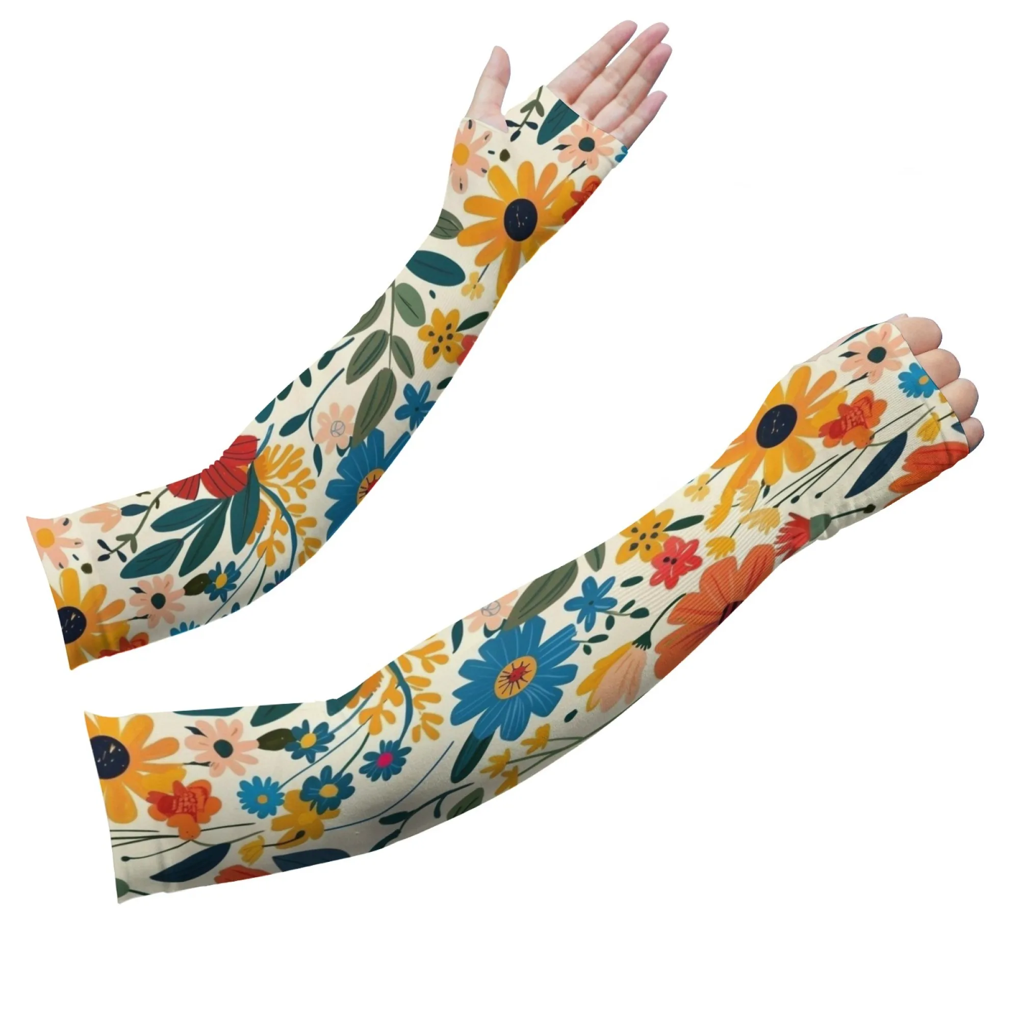 Armstulpen mit böhmischem Blumenmuster, rutschfest, bequem, leicht, für Sport, Angeln, Gartenarbeit, schützende Armstulpen Image