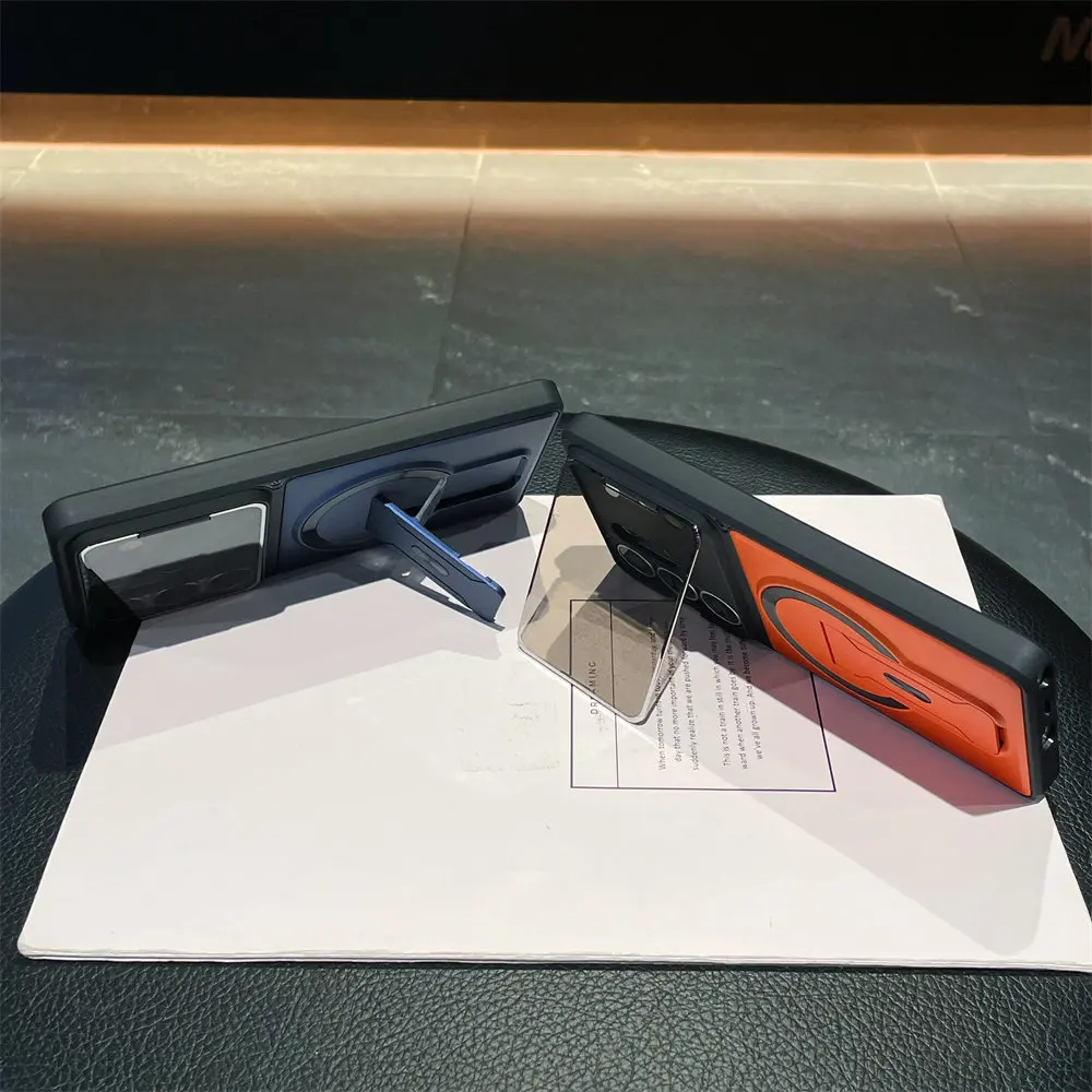 Magnetische Handyhülle mit Ständer für Samsung Galaxy S26 S25 S24 S23 Ultra A57 A56 A37 A36 A17 A16 – Schutzhülle mit Kameraobjektiv-Glashalterung Image