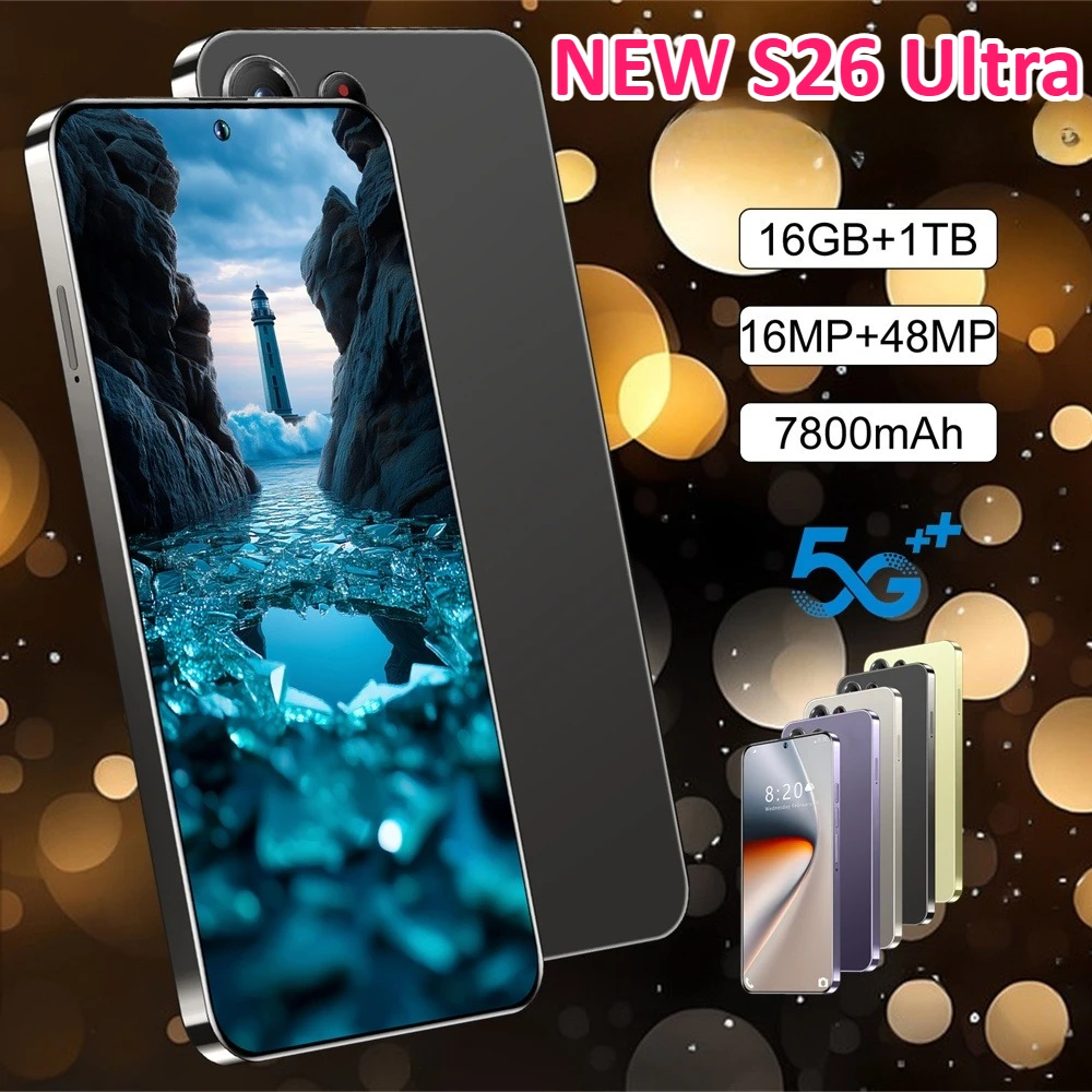 Téléphones mobiles Smartphone Android Smartphone 5G Téléphone portable pour S26 Ultra 7,3 pouces 16 Go de RAM Appareil photo 48 MP Batterie 7800 mAh Téléphone débloqué d'usine