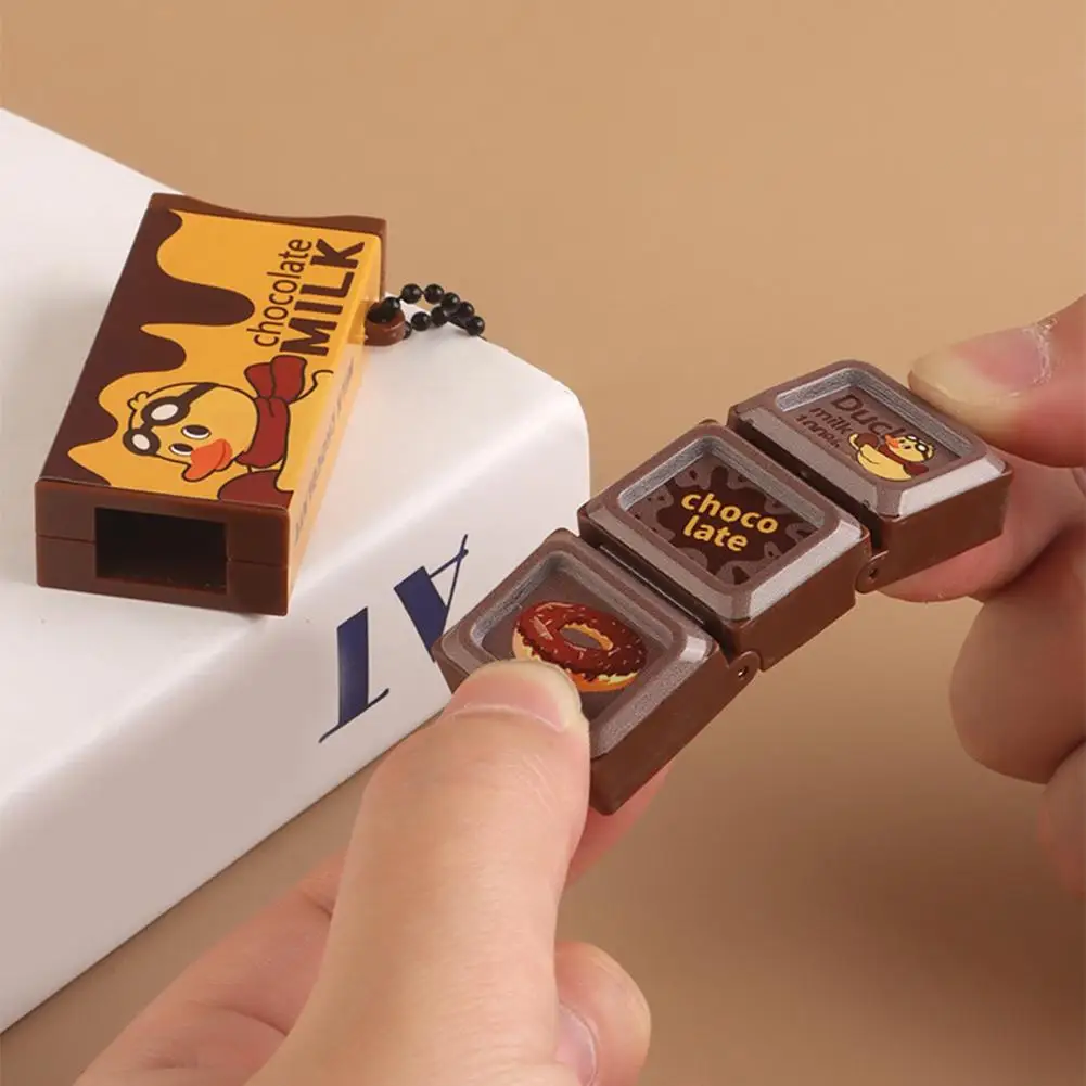 Simuliertes Schokoladen-Fidget-Spielzeug im Stress-Stil, biegbarer Snap-Stressabbau-Schlüsselanhänger, kreatives Geschenk Image