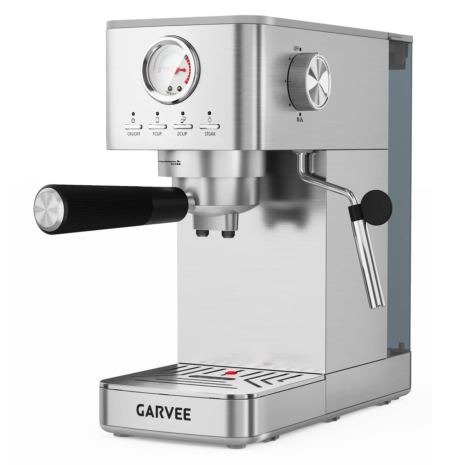 HAUSPROFI｜Bean-to-Cup｜Espresso-Druckkaffeemaschine｜Halbautomatisch｜1300W, 20 Bar｜Eingebauter Mahlwerk & 1,4L Wassertank｜für Zuhause, Büro, Barista | Edelstahl｜Schnelles Aufheizen Image