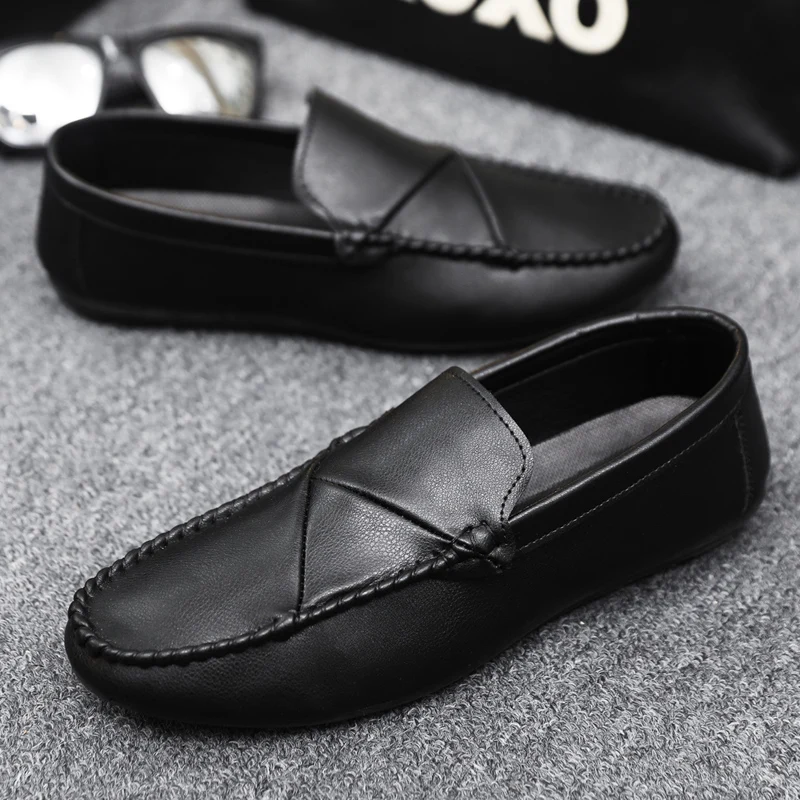 Große Größe 46 Herren-Loafer, atmungsaktive Freizeitschuhe aus Leder, Herren-Slip-on-Schuhe, bequeme, leichte, lässige Schuhe, flache Herrenschuhe