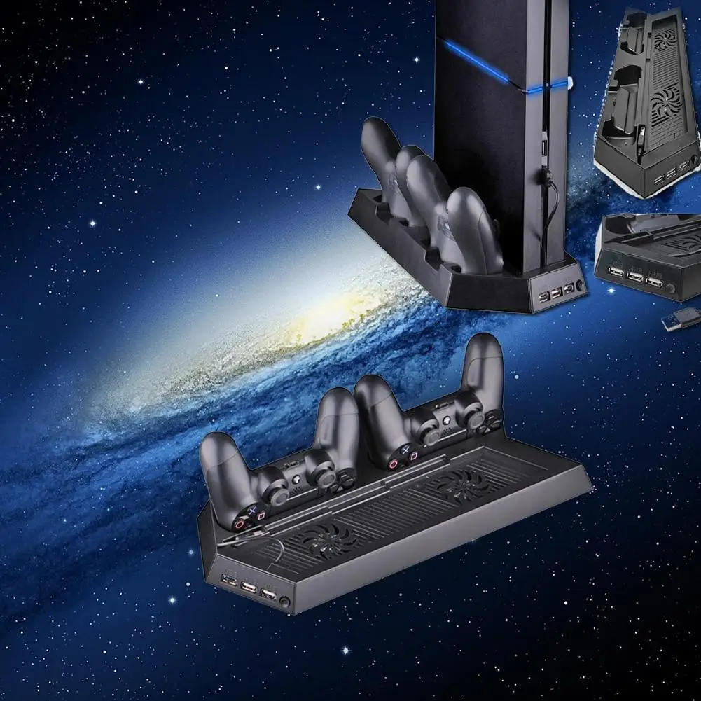 For PS4 Vertical Cooling Station Stand Charging Station Dock Cooling Fan & Charging Stand for Playstation 4 Console & Controller