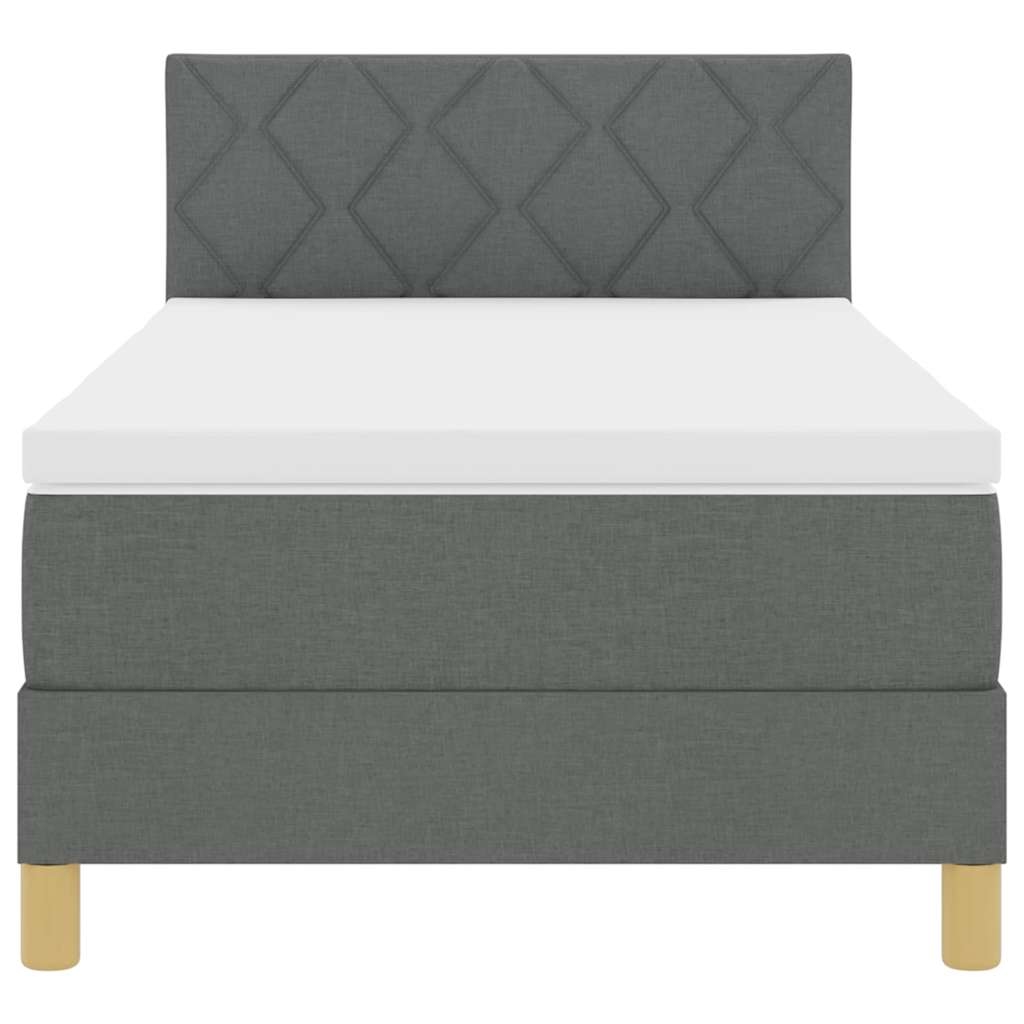 vidaXL LED Boxspringbett mit Kopfteil Dunkelgrau 100 x 200 cm Stoff Image