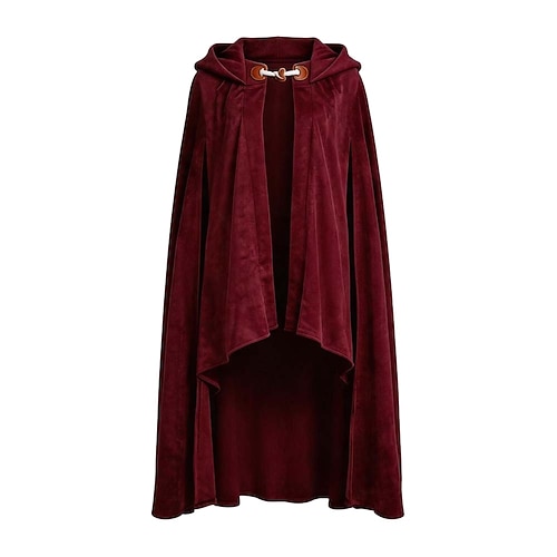 Retro Vintage Mittelalterlich Renaissance Lange Länge Umhang Kapuzencape Bard Ranger Bauer Kostüm Damen Fantasie Halloween Karneval Renaissance-Messe LARP Erwachsene Umhang Image