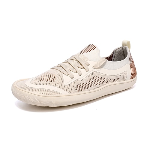 Beige Herren-Barfußschuhe – Weite Zehenbox, bequeme Sneaker für breite Füße – leichte, atmungsaktive Schuhe für Spaziergänge, Alltag, Reisen und Freizeit Image