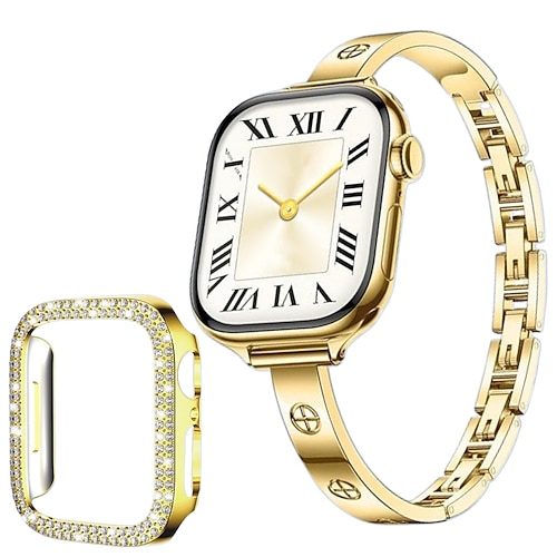 Schmuck Armband Kompatibel mit Apple Watch Armband 38mm 40mm 41mm 42mm 44mm 45mm 46mm 49mm mit Hülle Edelstahl Ersatzarmband für iwatch Ultra 3 2 Series 11 10 9 8 7 SE 6 5 4 3 2 1 Image