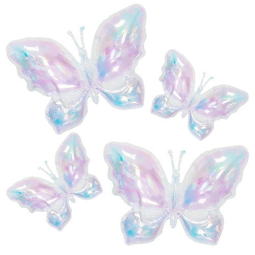 2 oder 5 schillernde Schmetterlingsballons, große holografische Schmetterlingsfolienballons, transparente pastellfarbene Schmetterlingsballons für Mädchengeburtstage, Babypartys, Hochzeiten und Image
