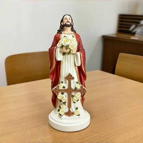 Katholische Marienstatue mit Licht, 20 cm, Figur der Heiligen Mutter Jungfrau Maria für den Altar, religiöses Geschenk für die Mutter, fromme Heimdekoration Image