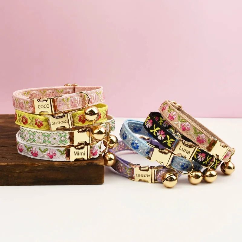 Adjustable Personalized Cat Collar With Bell For Cats And Small Dogs 07 large