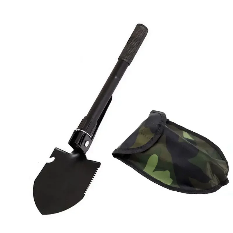 Tactical Folding Survival Shovel For Camping, Off Road Recovery & Emergency Use silver Shovel