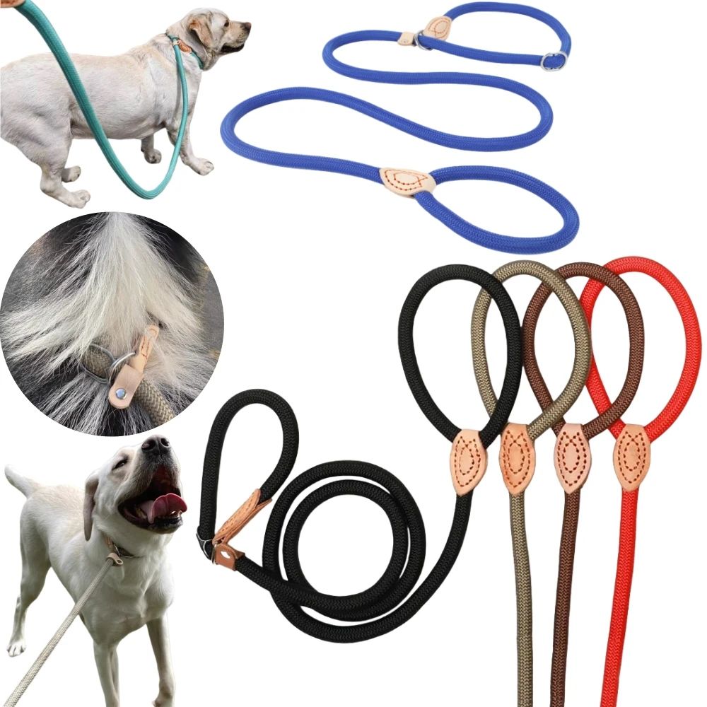 Heavy Duty Braided Rope Dog Slip Leash black 0.6cm 150cm