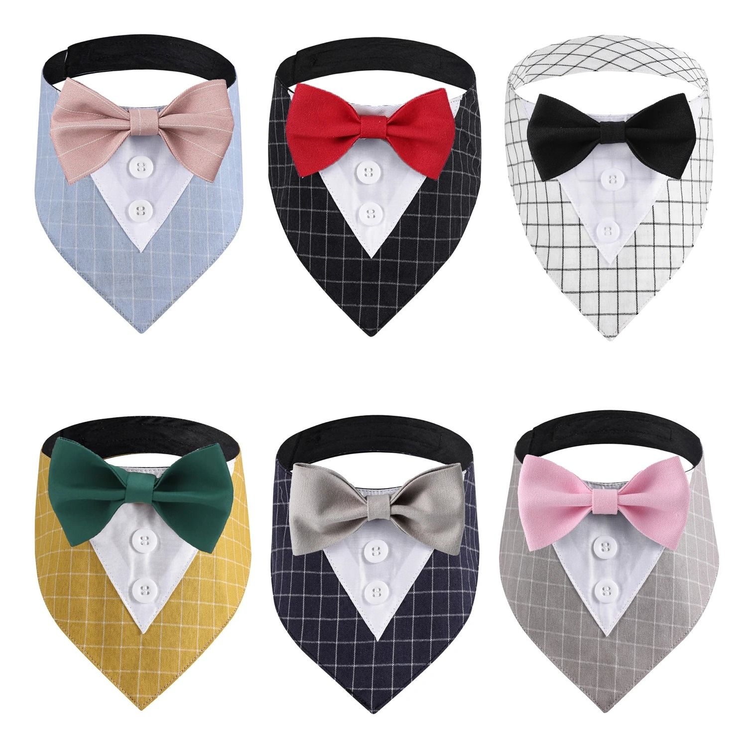 Sucado Adjustable Wedding Tuxedo Dog Bandana Scarf white l