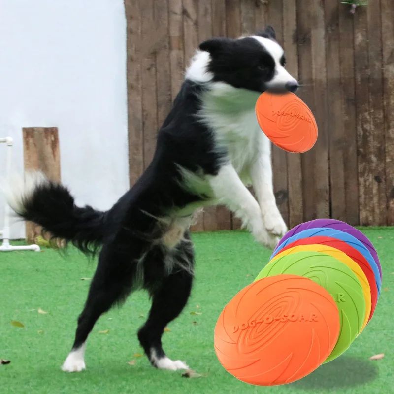 Interactive Silicone Flying Disc Pet Toy orange 8.66 In