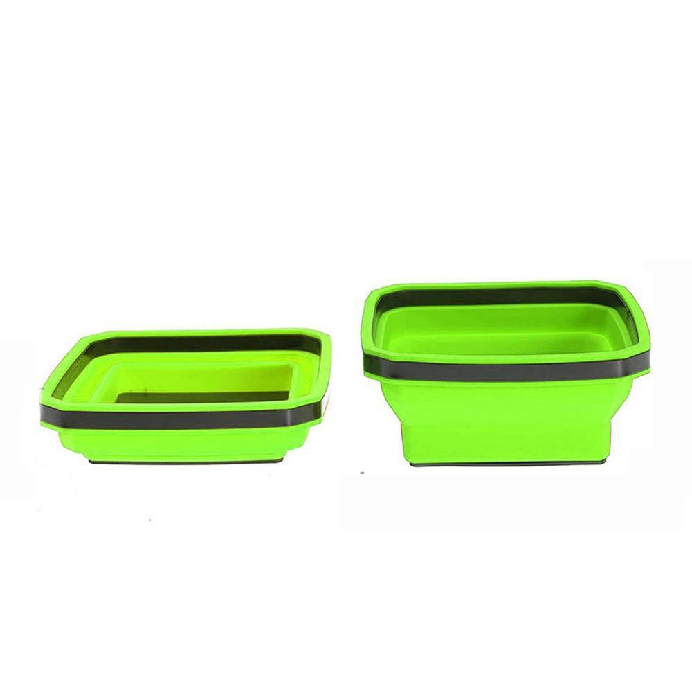 Square Foldable Silicone Magnetic Tool Tray For Small Parts & Screws red