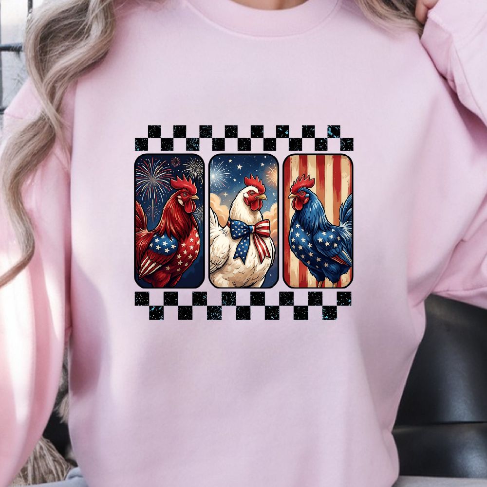 Patriotic Chicken 4th Of July Shirt | Funny USA Flag Farm Independence Day Tee blue 2xl sweatshirt