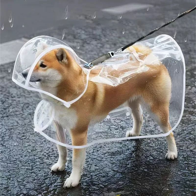 Transparent Waterproof Dog Raincoat Windproof Pet Jacket For Small And Large Dogs pink xs
