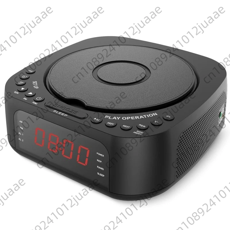 CD-Player Wecker mit Fernbedienung, CD/MP3 Bluetooth FM-Radio mit Lautsprechern, USB-Ladegerät, Dimmbares LED-Display, Doppelalarm für Schlafzimmer Image