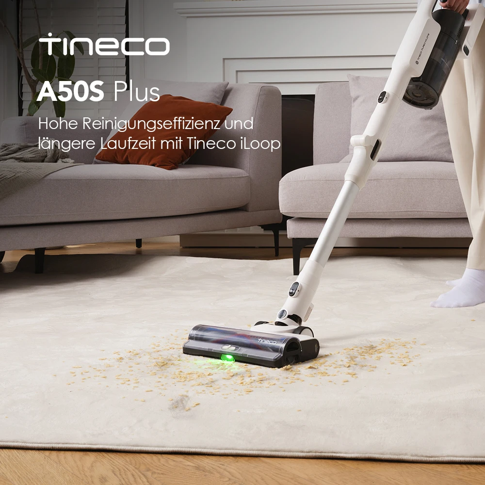 Tineco Pure ONE A50S Kabelloser Akku Stabstaubsauger, Flex Akkusauger 70 Min. , 3DSense Power Bürste, PureCyclone Technol. 1L Staubbehälter, 185W Saugleistung für groben Schmuze & Tierhaare Image