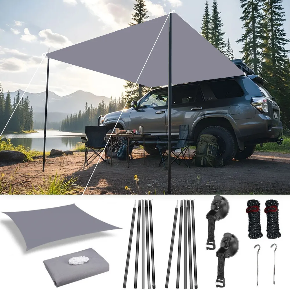 Auto-Markise für Van, Wohnmobil, Wohnwagen, LKW, Fahrzeug 2x3M 2x4M Wasserdichter Sonnenschutz, UV-Schutz, Outdoor-Camping Sonnensegel Image