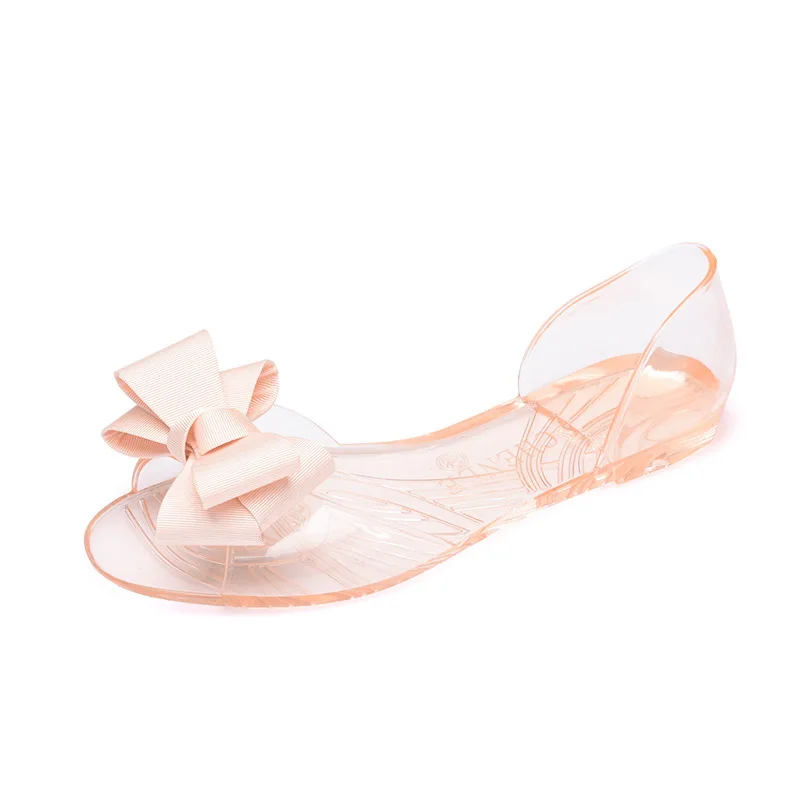 2025 sandalen Frauen Transparent Wohnungen Schuhe Frau Perle Bowknot Sommer Damen Schuhe Offene spitze Römischen Strand Alias Mujer 35-41